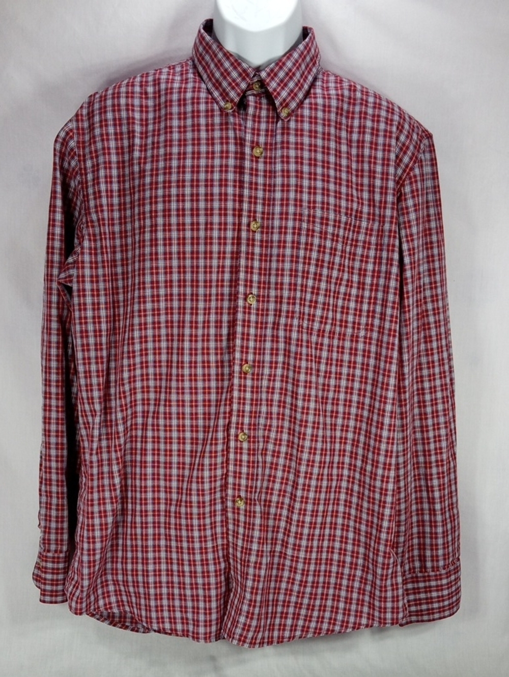 Wrangler Riata Red Plaid Button-Down Shirt Size Large